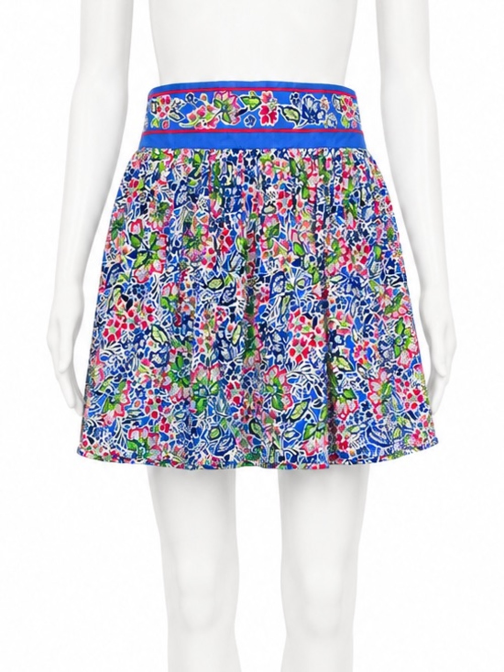 Rachel Zoe Printed Floral Blue Mini Skirt size medium